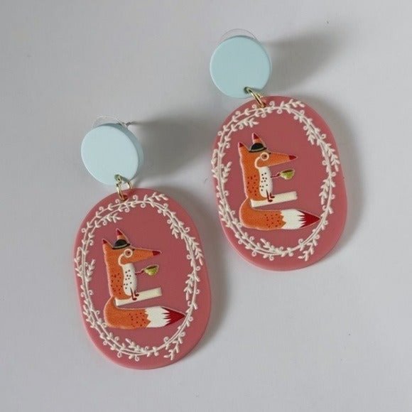 Modcloth Jewelry - Mr. Fox drinking coffee earrings acrylic